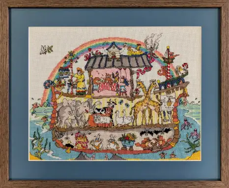Framed cross stitch artwork